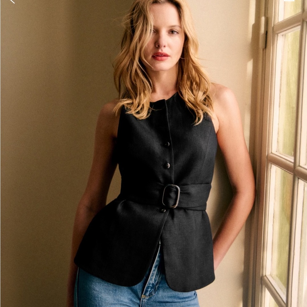 Sezane Black Belted Vest